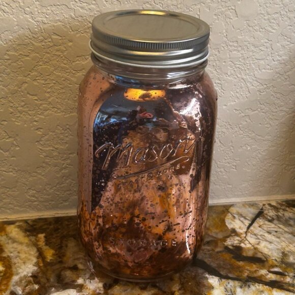 NWT Set of 4 Vintage Mason Jar Limited Edition Mercury Glass Rose Gold With Lids - Picture 8 of 16